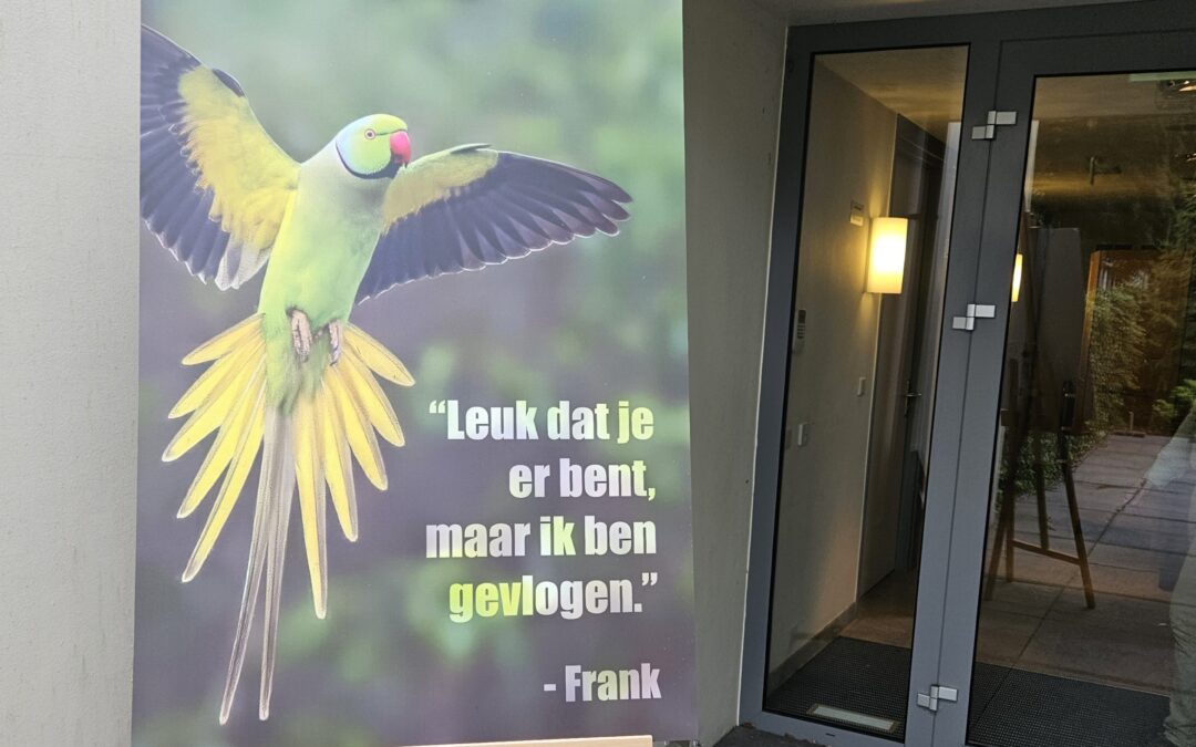 “Leuk dat je er bent, maar ik ben gevlogen.”